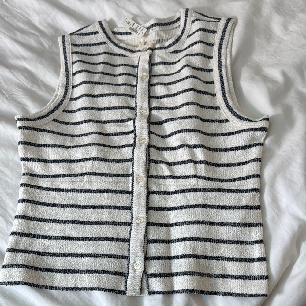 Madewell Black and White Striped Tank